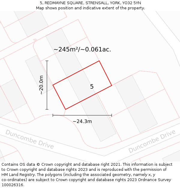 5, REDMAYNE SQUARE, STRENSALL, YORK, YO32 5YN: Plot and title map