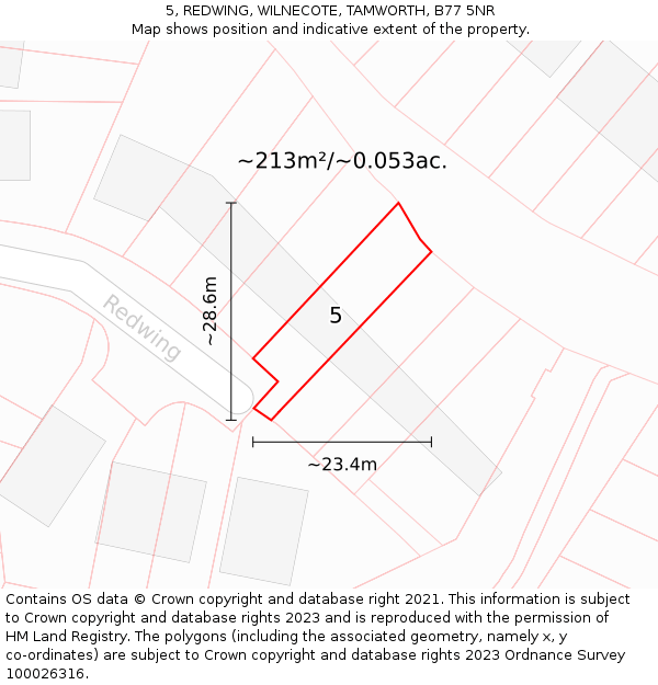 5, REDWING, WILNECOTE, TAMWORTH, B77 5NR: Plot and title map