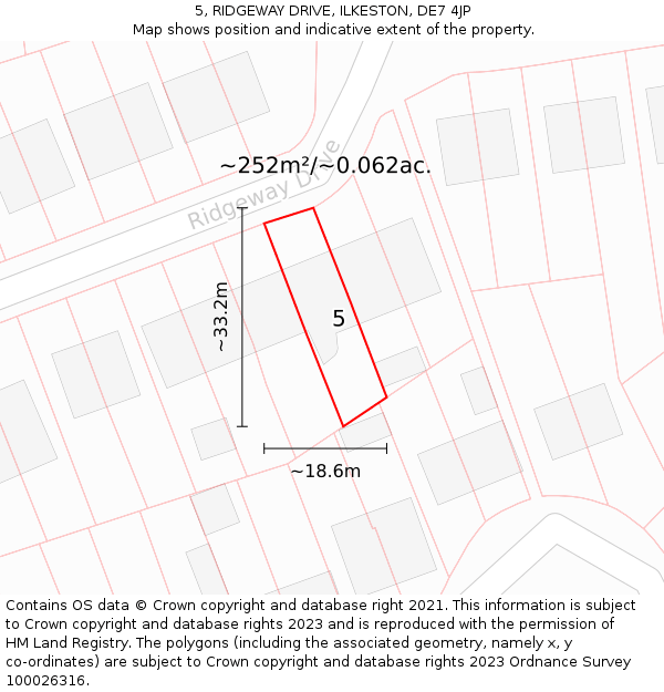 5, RIDGEWAY DRIVE, ILKESTON, DE7 4JP: Plot and title map