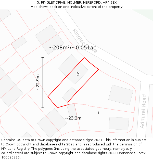 5, RINGLET DRIVE, HOLMER, HEREFORD, HR4 9EX: Plot and title map