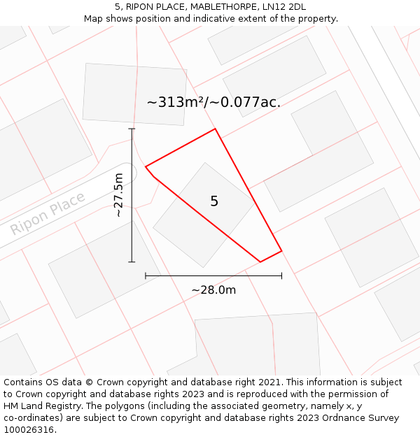 5, RIPON PLACE, MABLETHORPE, LN12 2DL: Plot and title map
