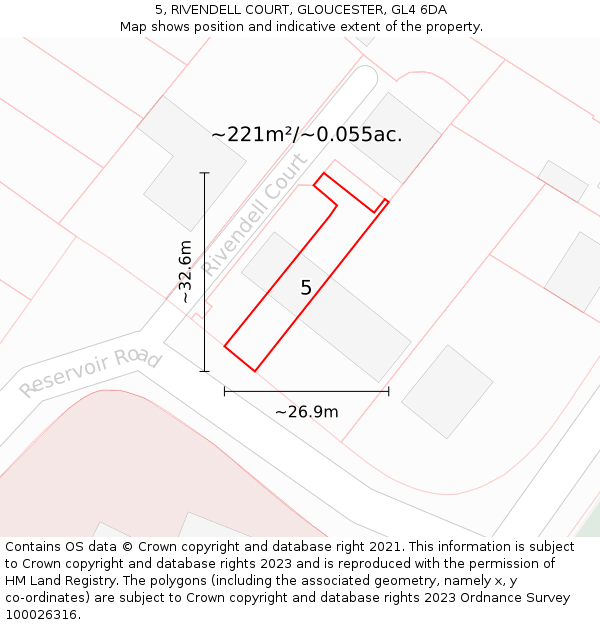 5, RIVENDELL COURT, GLOUCESTER, GL4 6DA: Plot and title map