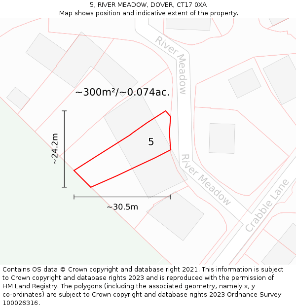 5, RIVER MEADOW, DOVER, CT17 0XA: Plot and title map