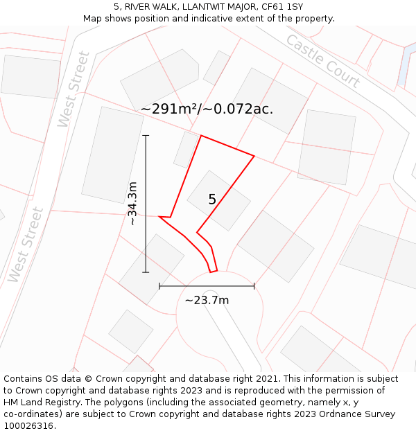 5, RIVER WALK, LLANTWIT MAJOR, CF61 1SY: Plot and title map