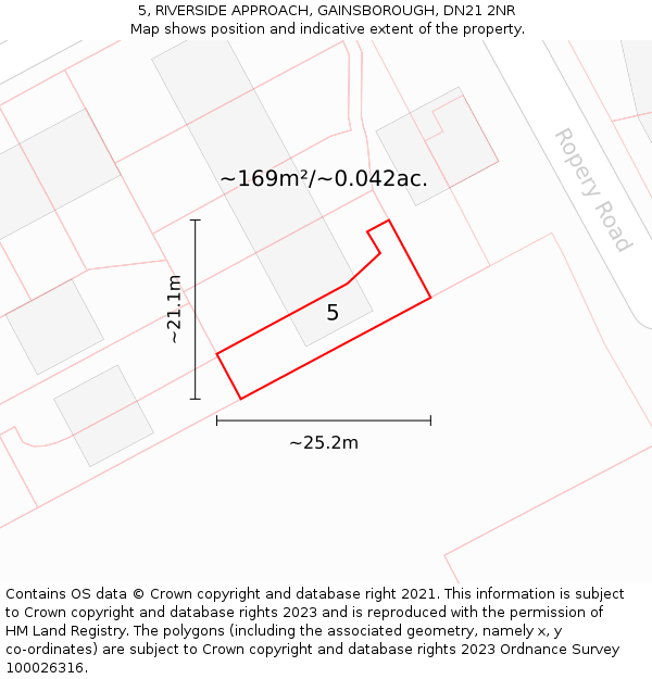 5, RIVERSIDE APPROACH, GAINSBOROUGH, DN21 2NR: Plot and title map