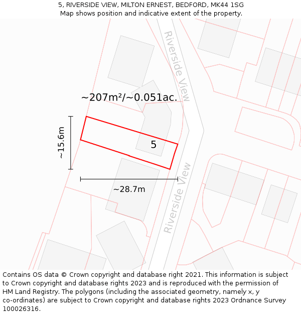 5, RIVERSIDE VIEW, MILTON ERNEST, BEDFORD, MK44 1SG: Plot and title map