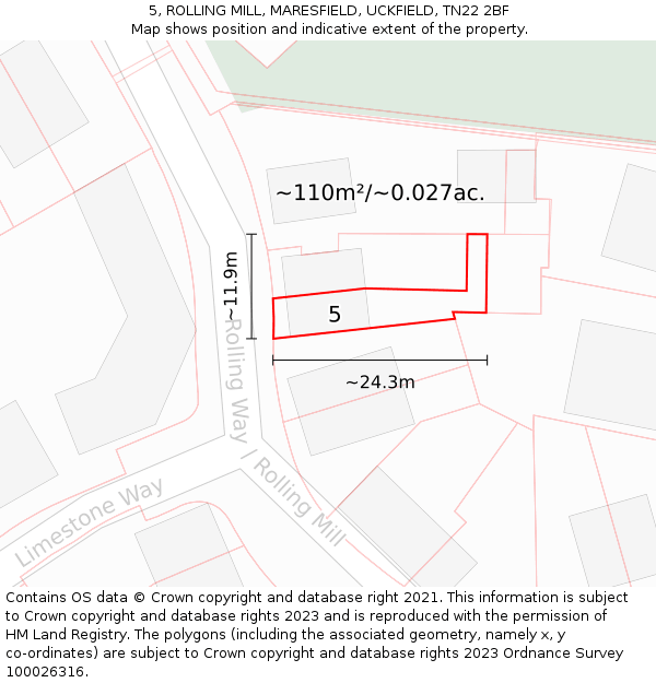5, ROLLING MILL, MARESFIELD, UCKFIELD, TN22 2BF: Plot and title map