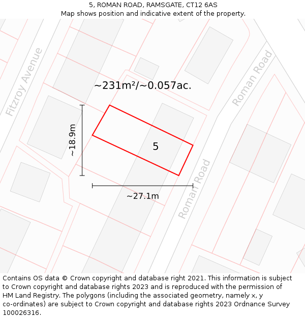 5, ROMAN ROAD, RAMSGATE, CT12 6AS: Plot and title map