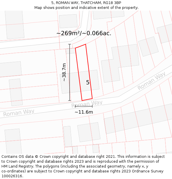 5, ROMAN WAY, THATCHAM, RG18 3BP: Plot and title map