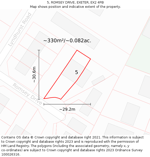 5, ROMSEY DRIVE, EXETER, EX2 4PB: Plot and title map