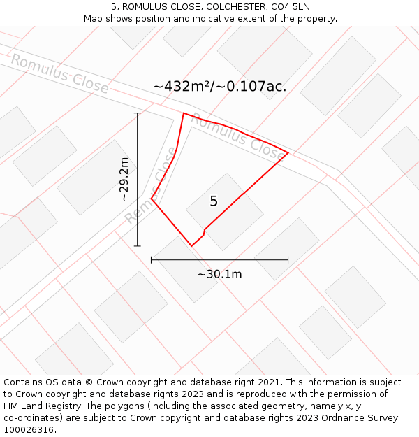 5, ROMULUS CLOSE, COLCHESTER, CO4 5LN: Plot and title map