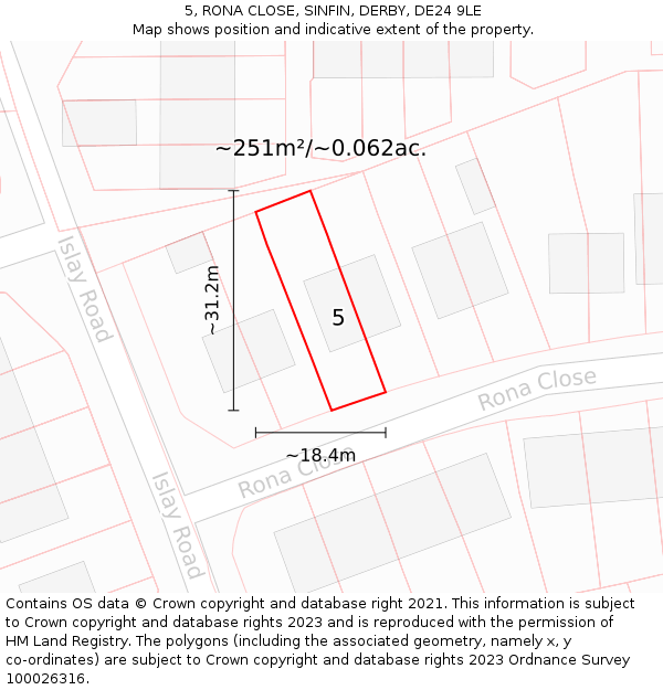 5, RONA CLOSE, SINFIN, DERBY, DE24 9LE: Plot and title map