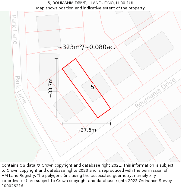 5, ROUMANIA DRIVE, LLANDUDNO, LL30 1UL: Plot and title map