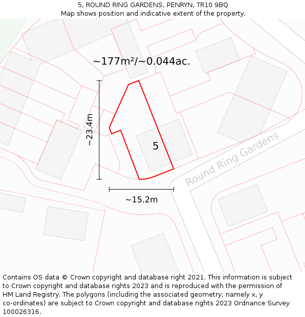5, ROUND RING GARDENS, PENRYN, TR10 9BQ: Plot and title map