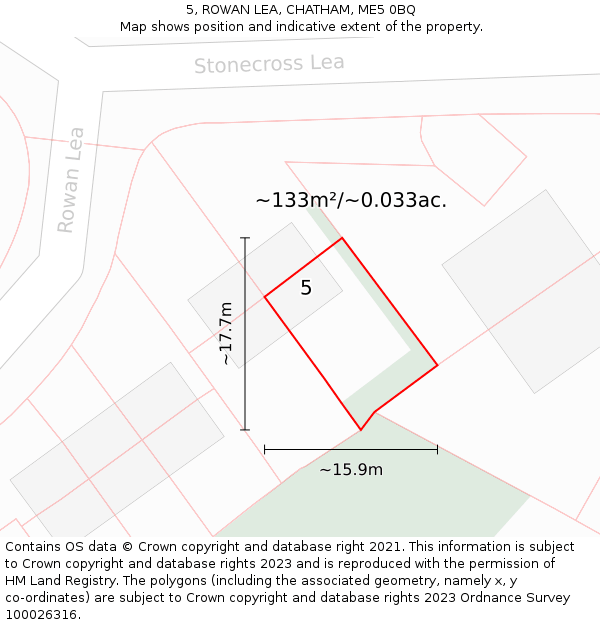 5, ROWAN LEA, CHATHAM, ME5 0BQ: Plot and title map