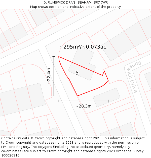 5, RUNSWICK DRIVE, SEAHAM, SR7 7WR: Plot and title map