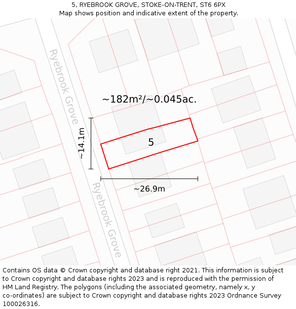 5, RYEBROOK GROVE, STOKE-ON-TRENT, ST6 6PX: Plot and title map