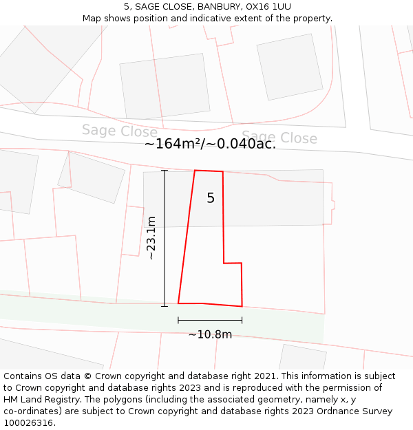 5, SAGE CLOSE, BANBURY, OX16 1UU: Plot and title map