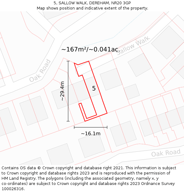 5, SALLOW WALK, DEREHAM, NR20 3GP: Plot and title map