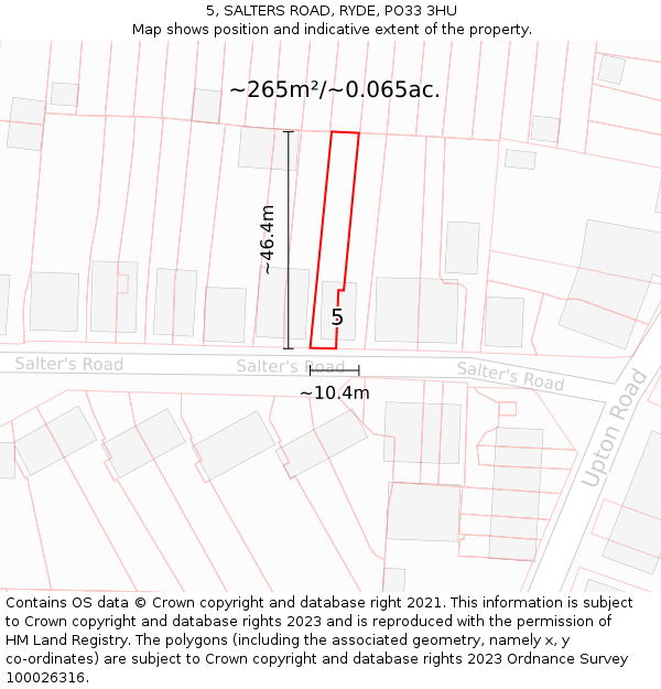 5, SALTERS ROAD, RYDE, PO33 3HU: Plot and title map