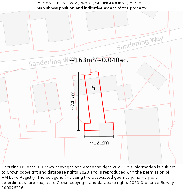 5, SANDERLING WAY, IWADE, SITTINGBOURNE, ME9 8TE: Plot and title map