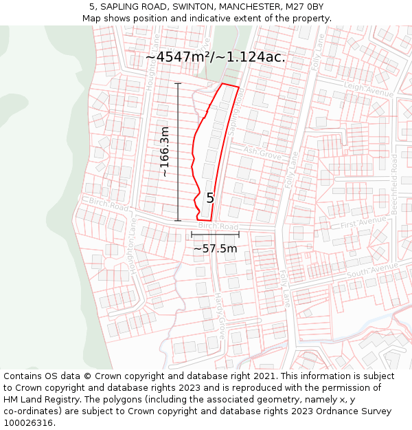 5, SAPLING ROAD, SWINTON, MANCHESTER, M27 0BY: Plot and title map