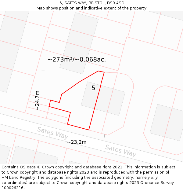 5, SATES WAY, BRISTOL, BS9 4SD: Plot and title map