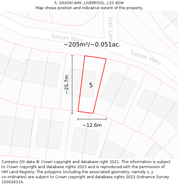 5, SAXON WAY, LIVERPOOL, L33 4DW: Plot and title map