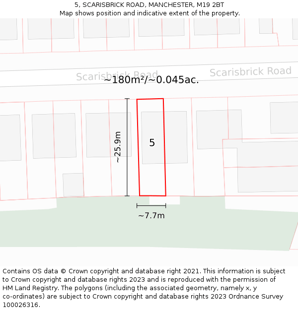 5, SCARISBRICK ROAD, MANCHESTER, M19 2BT: Plot and title map