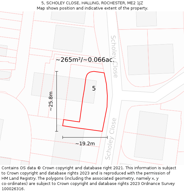 5, SCHOLEY CLOSE, HALLING, ROCHESTER, ME2 1JZ: Plot and title map
