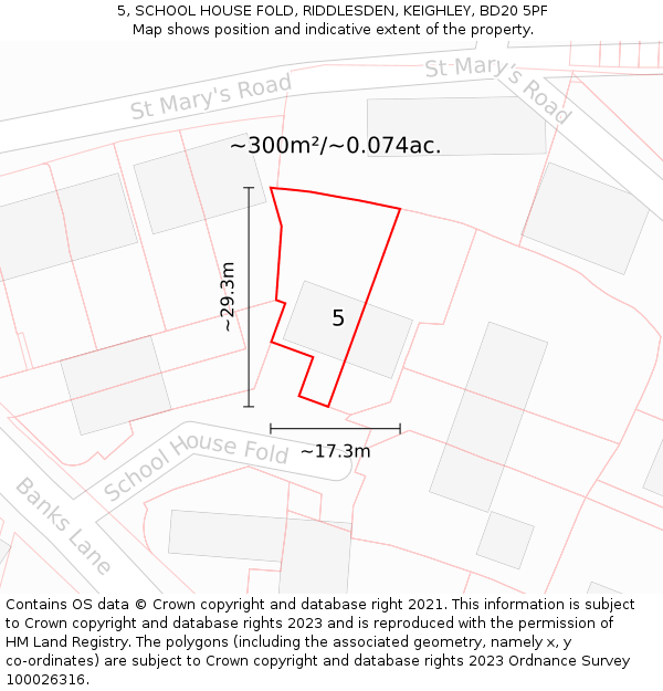 5, SCHOOL HOUSE FOLD, RIDDLESDEN, KEIGHLEY, BD20 5PF: Plot and title map