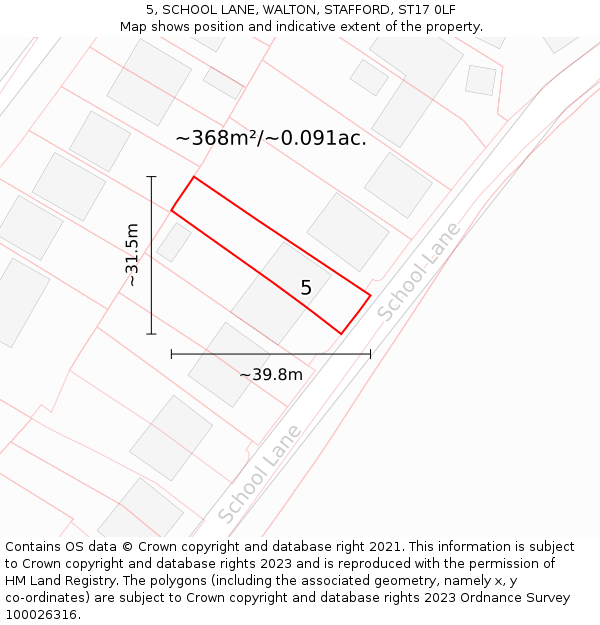 5, SCHOOL LANE, WALTON, STAFFORD, ST17 0LF: Plot and title map