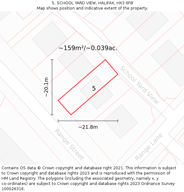 5, SCHOOL YARD VIEW, HALIFAX, HX3 6FB: Plot and title map