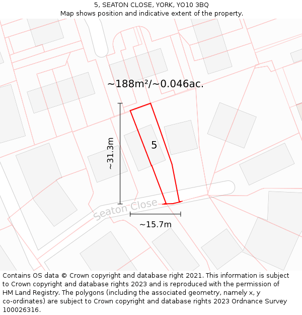 5, SEATON CLOSE, YORK, YO10 3BQ: Plot and title map