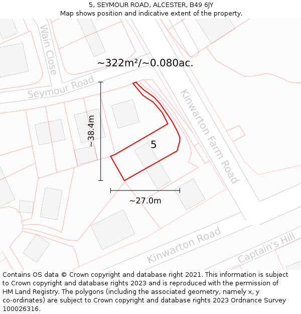 5, SEYMOUR ROAD, ALCESTER, B49 6JY: Plot and title map
