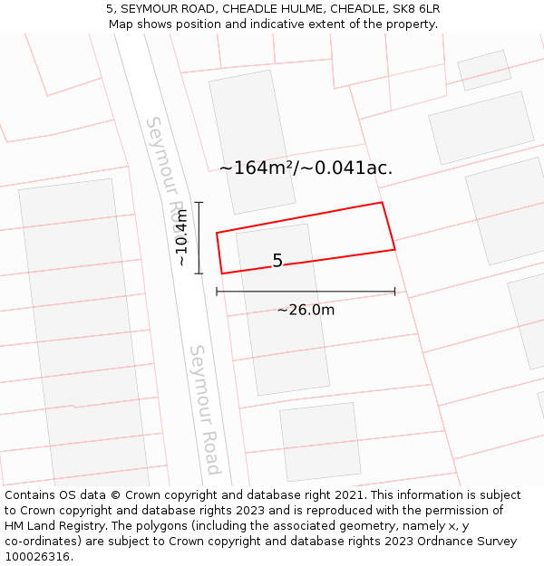 5, SEYMOUR ROAD, CHEADLE HULME, CHEADLE, SK8 6LR: Plot and title map
