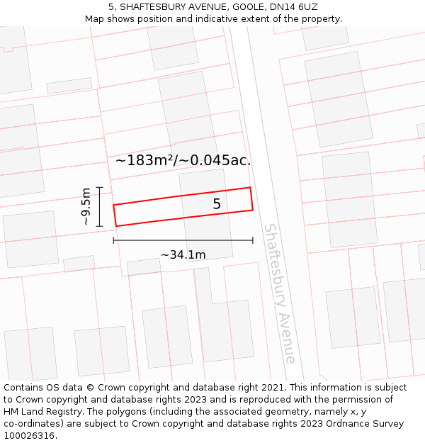 5, SHAFTESBURY AVENUE, GOOLE, DN14 6UZ: Plot and title map