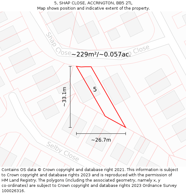 5, SHAP CLOSE, ACCRINGTON, BB5 2TL: Plot and title map