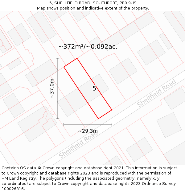 5, SHELLFIELD ROAD, SOUTHPORT, PR9 9US: Plot and title map