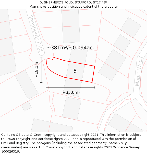5, SHEPHERDS FOLD, STAFFORD, ST17 4SF: Plot and title map