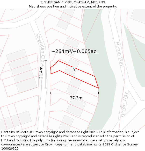 5, SHERIDAN CLOSE, CHATHAM, ME5 7NS: Plot and title map