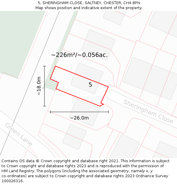 5, SHERINGHAM CLOSE, SALTNEY, CHESTER, CH4 8PN: Plot and title map