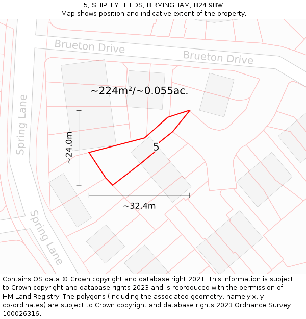 5, SHIPLEY FIELDS, BIRMINGHAM, B24 9BW: Plot and title map