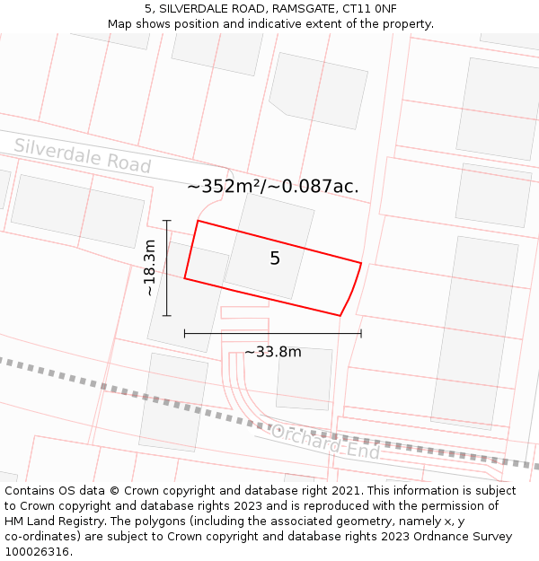 5, SILVERDALE ROAD, RAMSGATE, CT11 0NF: Plot and title map