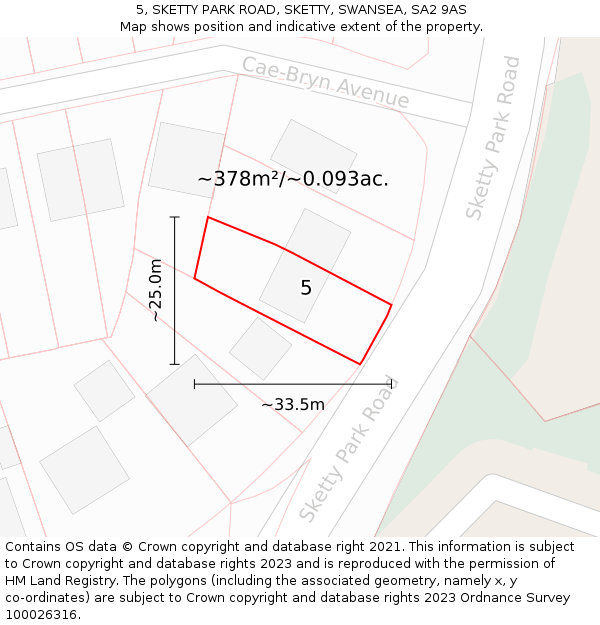 5, SKETTY PARK ROAD, SKETTY, SWANSEA, SA2 9AS: Plot and title map