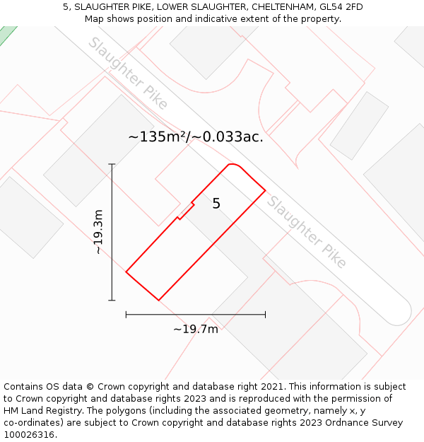 5, SLAUGHTER PIKE, LOWER SLAUGHTER, CHELTENHAM, GL54 2FD: Plot and title map