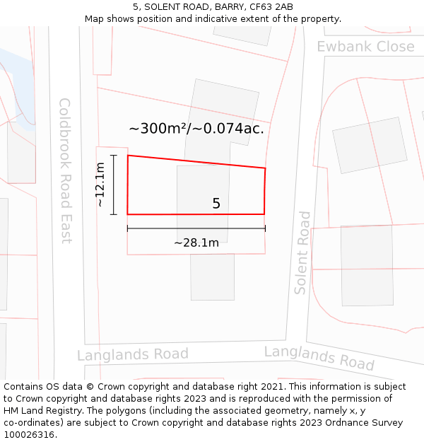 5, SOLENT ROAD, BARRY, CF63 2AB: Plot and title map