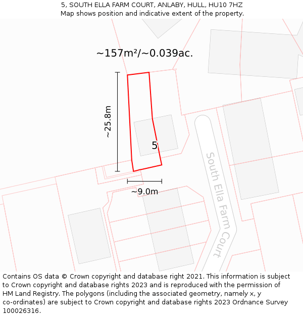 5, SOUTH ELLA FARM COURT, ANLABY, HULL, HU10 7HZ: Plot and title map