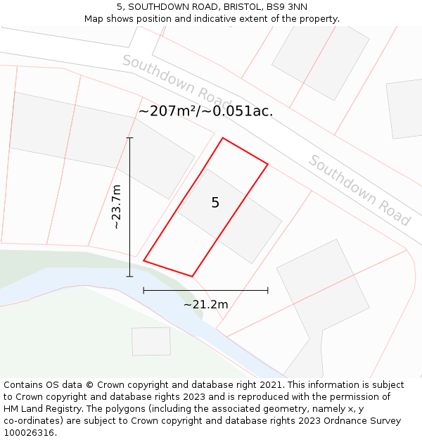 5, SOUTHDOWN ROAD, BRISTOL, BS9 3NN: Plot and title map