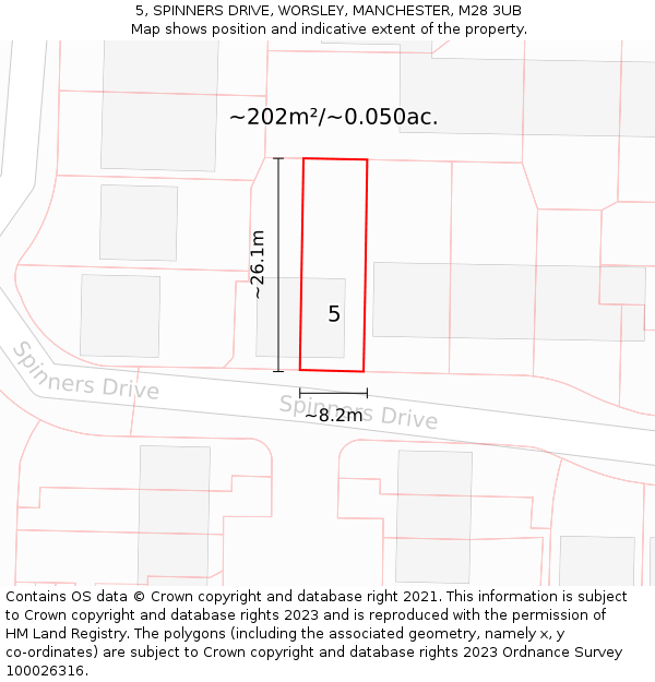 5, SPINNERS DRIVE, WORSLEY, MANCHESTER, M28 3UB: Plot and title map
